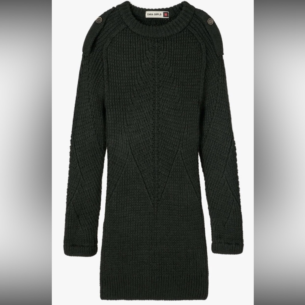 ZARA SRPLS Made in Italy New with Tags Olive Green Cowl Neck Sweater Dress